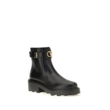 Valentino Garavani Black Calf Leather Bos Taurus Ankle Boots