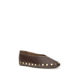 Ganni Brown Cotton Ballet Flats