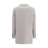 Brunello Cucinelli White Wool Oves Aries Full-Length Jacket