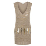 Malo Beige Cotton Women Dress