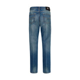Versace Blue Cotton Straight-Leg Jeans