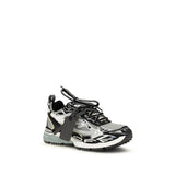 Off-White Gray Polyester Athletic Sneakers
