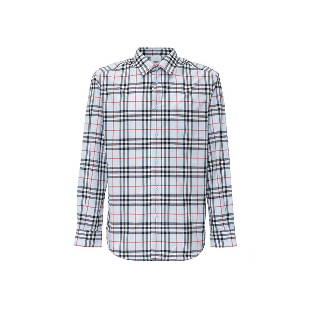 Burberry Blue Cotton Pattern Shirt