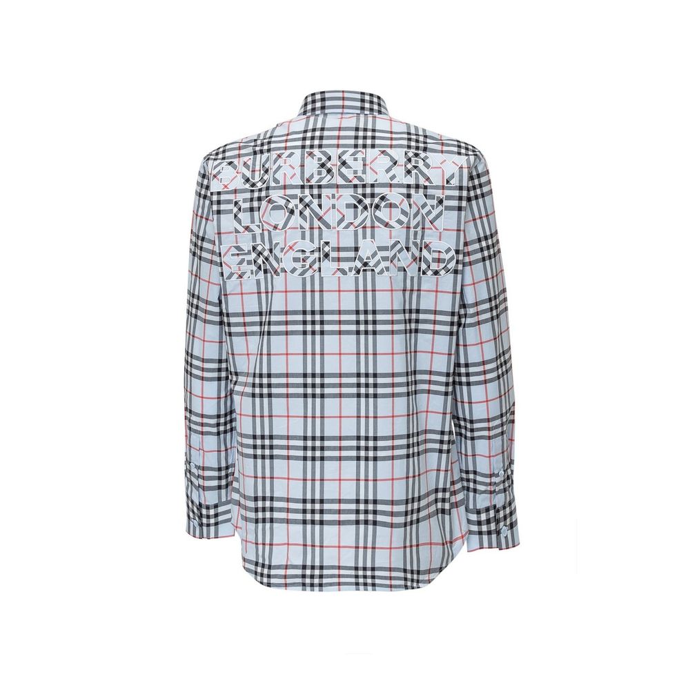 Burberry Blue Cotton Pattern Shirt