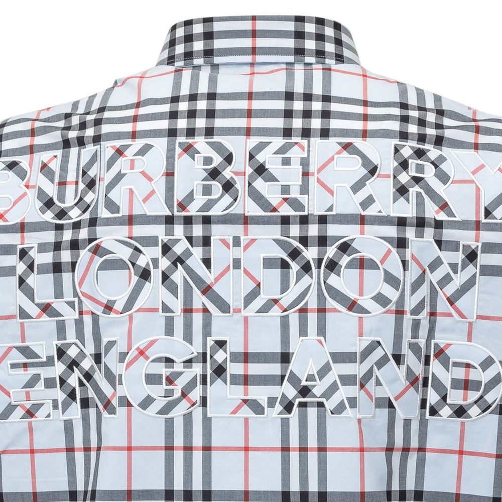 Burberry Blue Cotton Pattern Shirt