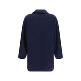 Max Mara Blue Wool Oves Aries Full-Length Jacket