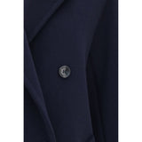 Max Mara Blue Wool Oves Aries Full-Length Jacket