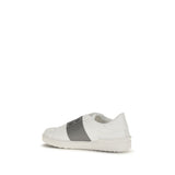 Valentino Garavani Silver Calf Leather Bos Taurus Low Top Sneakers