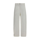 Max Mara White Cotton Cropped Pants