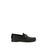 Ferragamo Black Calf Leather Bos Taurus Slip-On Loafers
