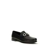 Ferragamo Black Calf Leather Bos Taurus Slip-On Loafers