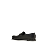 Ferragamo Black Calf Leather Bos Taurus Slip-On Loafers