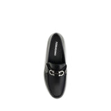 Ferragamo Black Calf Leather Bos Taurus Slip-On Loafers