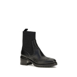 Santoni Black Calf Leather Bos Taurus Ankle Boots