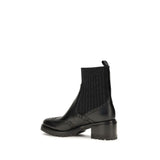 Santoni Black Calf Leather Bos Taurus Ankle Boots