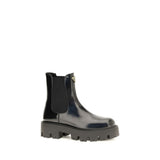 Prada Black Calf Leather Bos Taurus Chelsea Boots