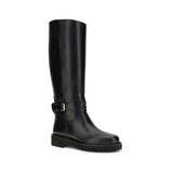 Valentino Garavani Black Calf Leather Bos Taurus Flat Boots