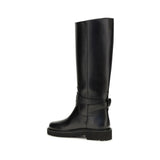 Valentino Garavani Black Calf Leather Bos Taurus Flat Boots