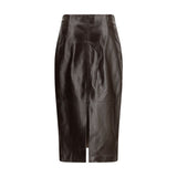 Arma Brown Leather Long Skirt