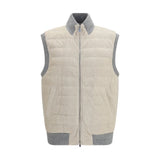 Brunello Cucinelli Beige Calf Leather Bos Taurus Sleeveless Jacket