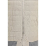 Brunello Cucinelli Beige Calf Leather Bos Taurus Sleeveless Jacket