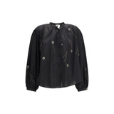 Forte_Forte Black Cotton Pattern Shirt
