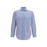 Finamore Blue Cotton Pattern Shirt
