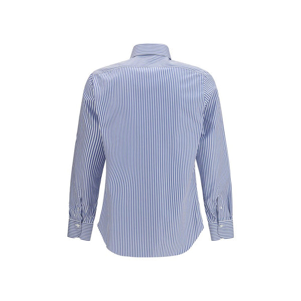 Finamore Blue Cotton Pattern Shirt