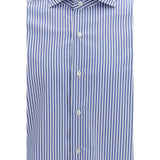 Finamore Blue Cotton Pattern Shirt