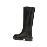 Miu Miu Black Calf Leather Bos Taurus Flat Boots