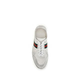 Gucci White Calf Leather Bos Taurus Low Top Sneakers