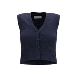 Brunello Cucinelli Blue Cashmere Sleeveles Sweater