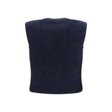 Brunello Cucinelli Blue Cashmere Sleeveles Sweater