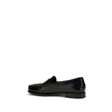 Santoni Black Calf Leather Bos Taurus Slip-On Loafers
