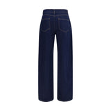 Max Mara Blue Cotton Relaxed Fit Jeans