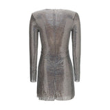 Self-Portrait Silver Polyester Cocktail Dress