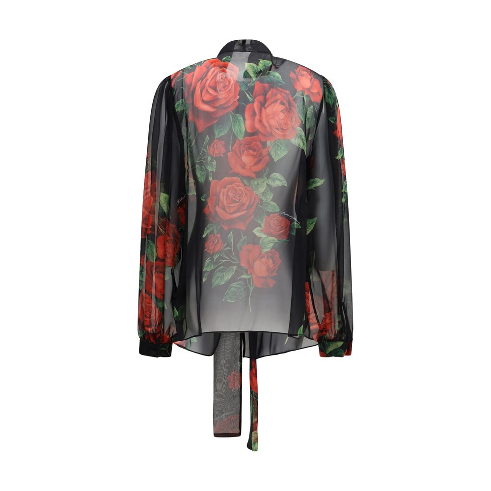 Dolce & Gabbana Black Silk Pattern Shirt