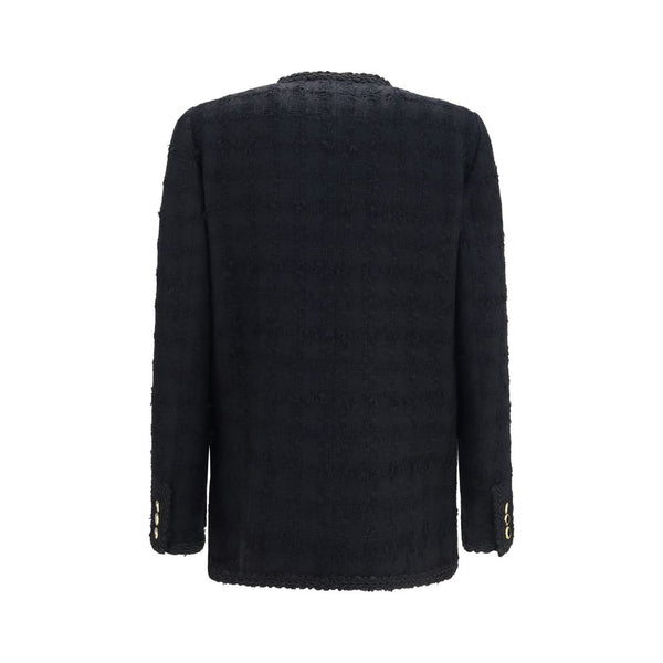 Alessandra Rich Black Cotton Full-Length Jacket