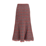 Self-Portrait Red Cotton Midi Skirt