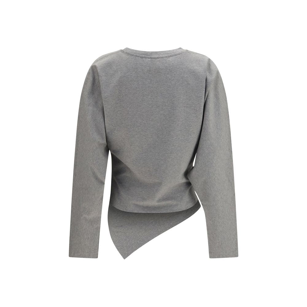Ganni Gray Cotton Long Sleeve T-Shirt