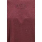 Ganni Bordeaux Cotton Long Sleeve T-Shirt