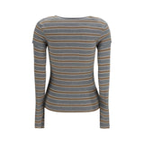 Ganni Gray Cotton Long Sleeve T-Shirt