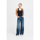 ICHI Blue Cotton Bootcut Jeans