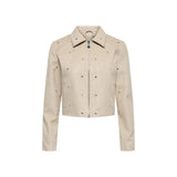 Jacqueline De Yong Beige Polyester Leather Jacket