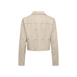 Jacqueline De Yong Beige Polyester Leather Jacket