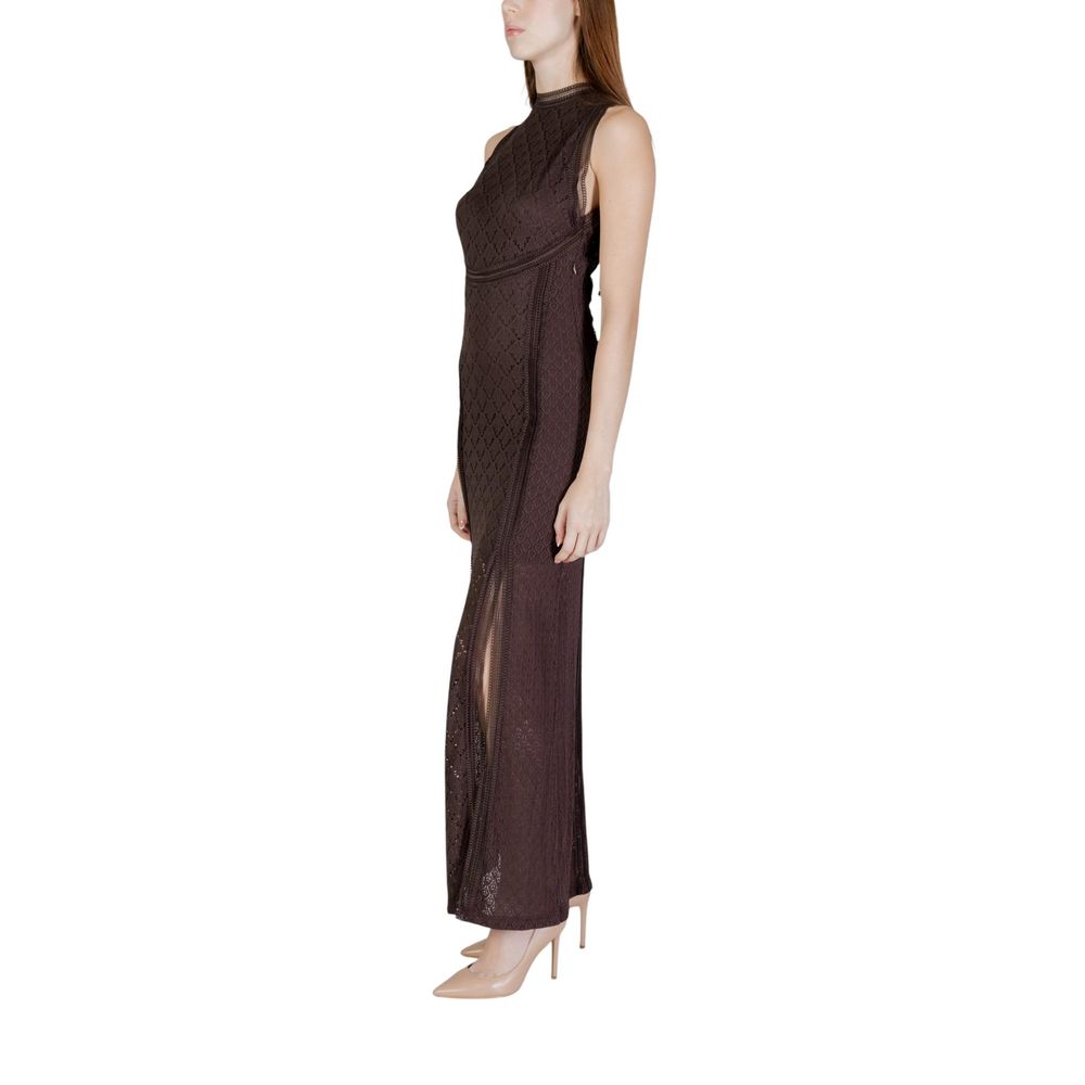 Guess Brown Polyamide Long Dress