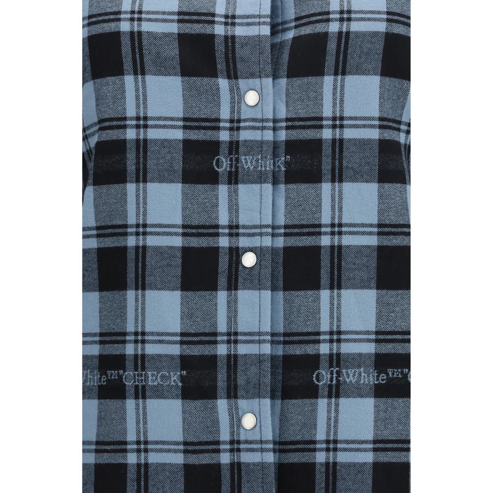 Off-White Blue Cotton Pattern Shirt