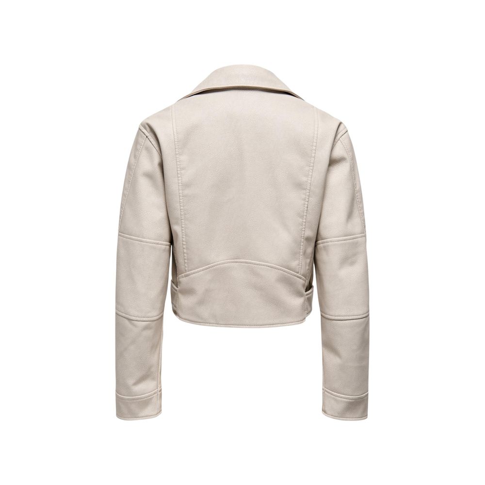 Only Beige Recycled Polyester Biker Jacket