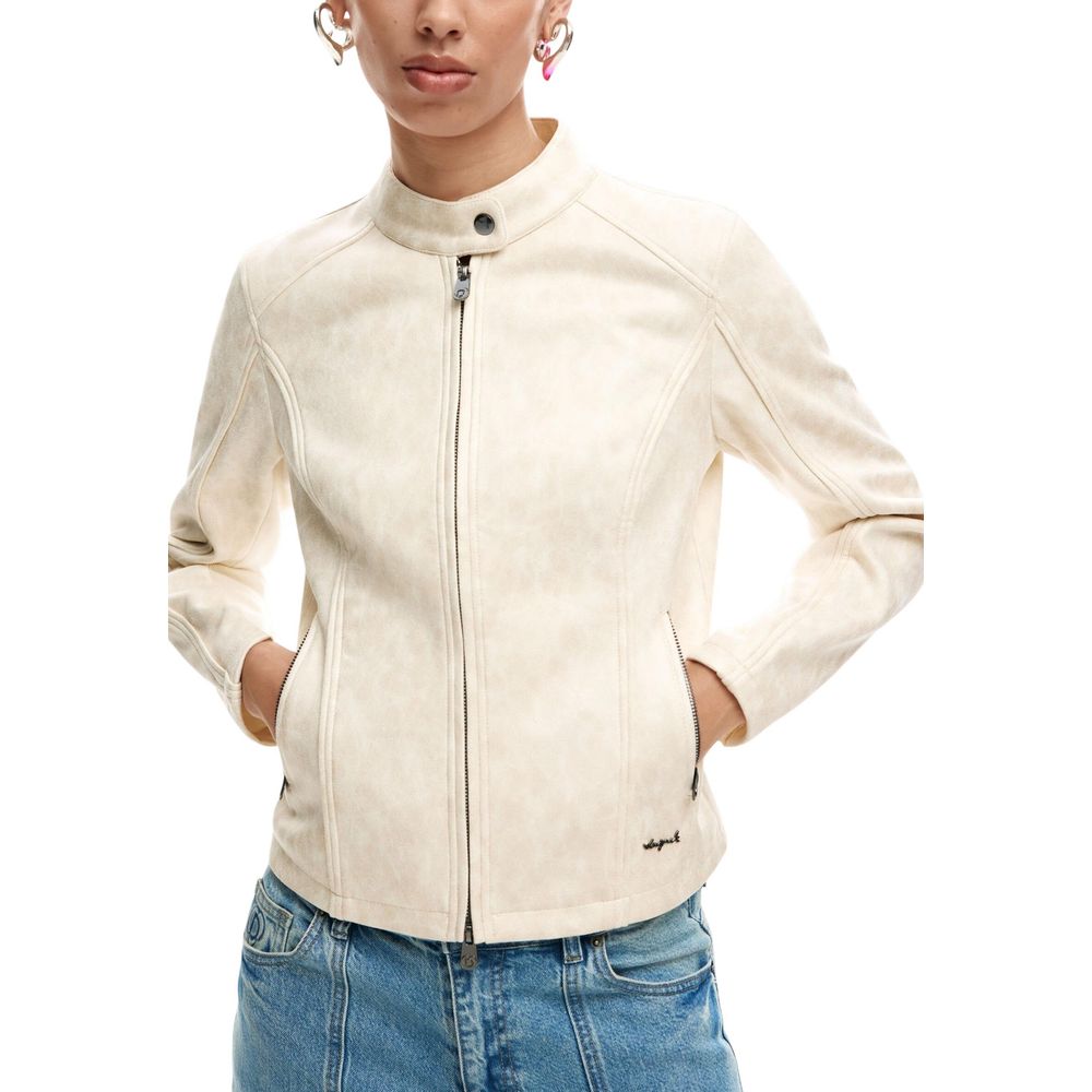 Desigual Beige Polyester Full-Length Jacket