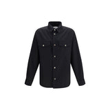 Versace Black Wool Oves Aries Pattern Shirt